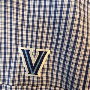 Antigua Men's Blue and White Checkered Shirt